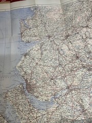 Antique Scarce Map- JOHNSTON – Motoring Cycling Hiking ,Manchester Liverpool