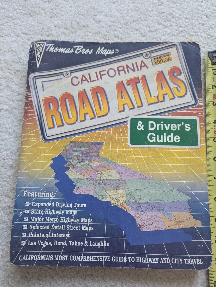 1991 Thomas Bros Maps California Road Atlas Driver’s Guide Book la san diego sf