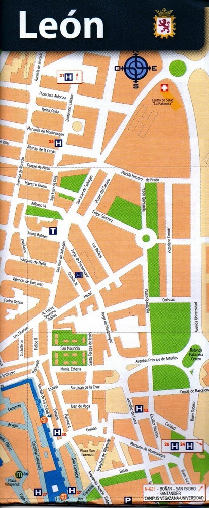 Sheet City Map Leon Spain Including Hotel Location Index