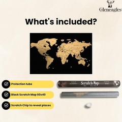 Scratch Off World Map Travel Poster With Flags – Black Large 60×40 cm A1/A2 Gift