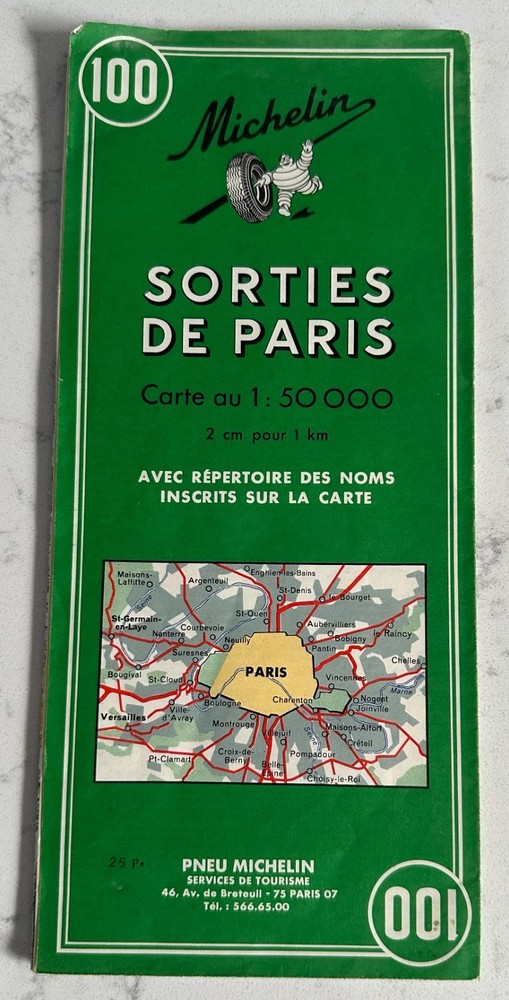 1960 MICHELIN French road map – outings from Paris (Sorties de Paris)