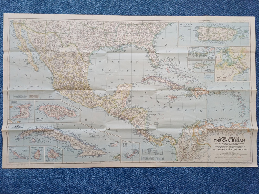 National Geographic Map of Countries of the Caribbean (1947).