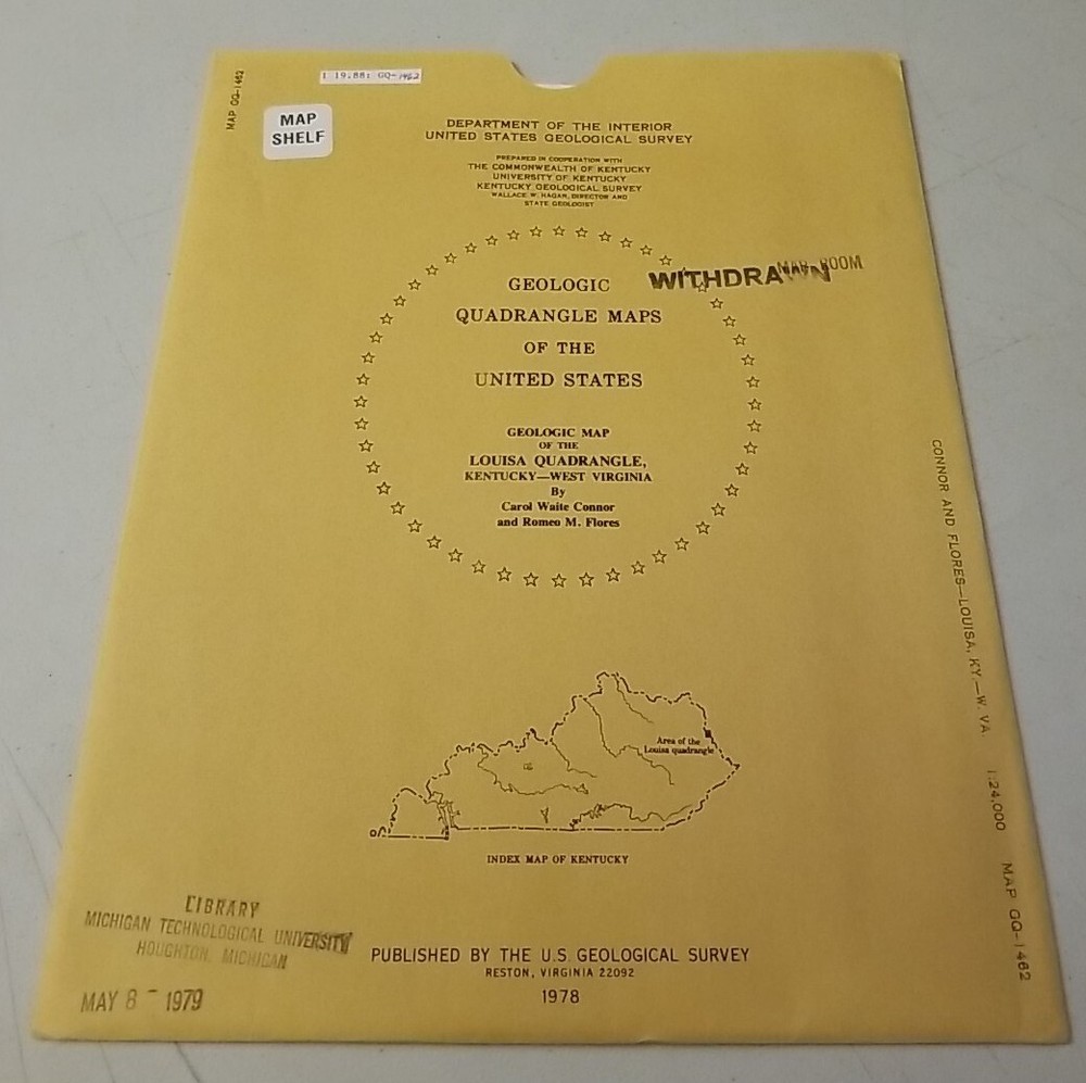 USGS Geologic Map of the Louisa Quadrangle, Kentucky & West Virginia w/Sleeve