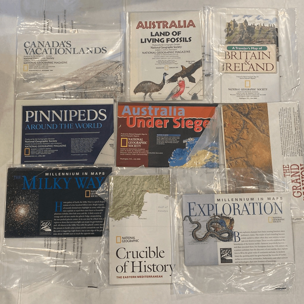 VTG Maps Posters Variety Lot of 78 World Universe Continent Biology Nat Geo READ