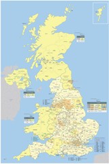 A1 A2 Map of The United Kingdom Great Britain UK Poster Print Wall Art Decor