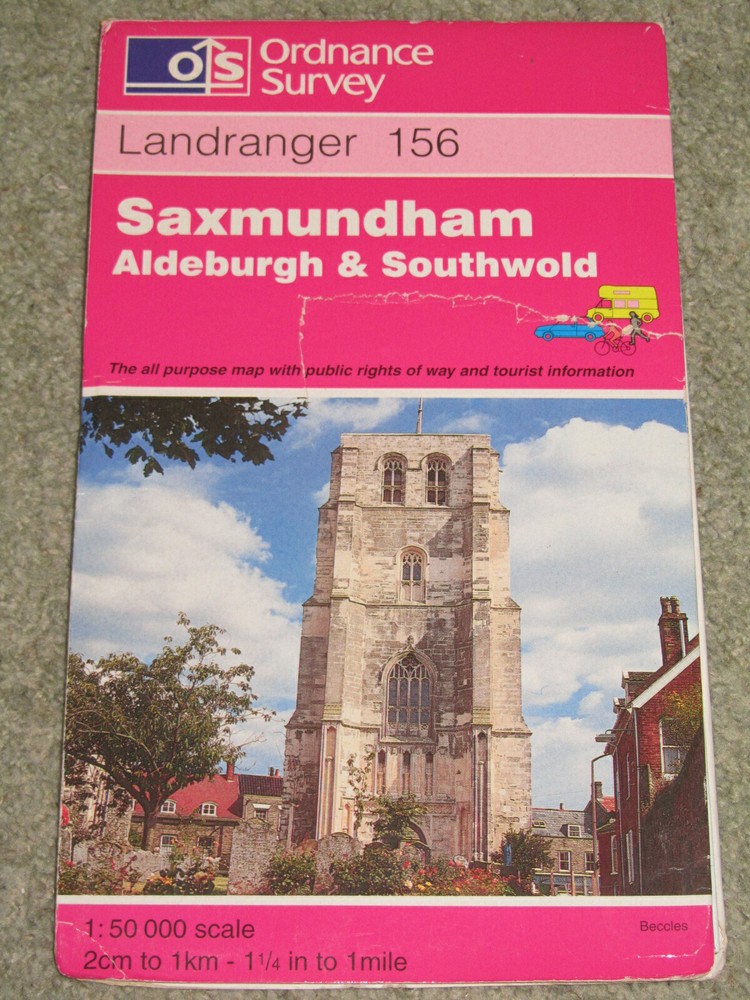 OS Ordnance Survey Landranger Map Sheet 156 Saxmundham & Southwold – 1996