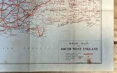 1920s Map, Routes for Motoring and Cycling. Antique.