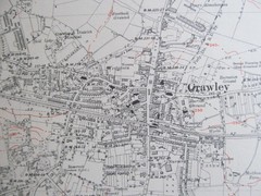VINTAGE OS MAP OF THE CRAWLEY AREA SUSSEX DATED 1952 SIX INCHES – ONE MILE