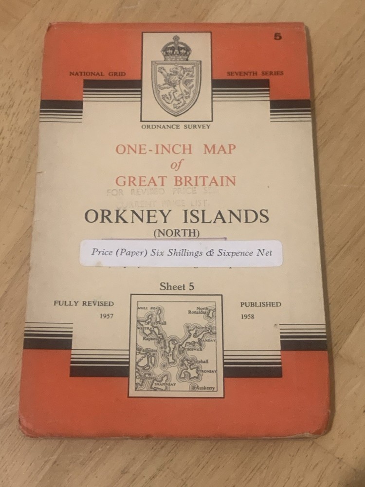 Ordnance Survey One Inch Map 5 Seventh Series Orkney Islands North 1958