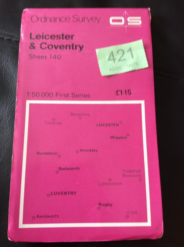 OS Ordnance Survey First Series Sheet Map 140 Leicester & Coventry 1974 Used.421