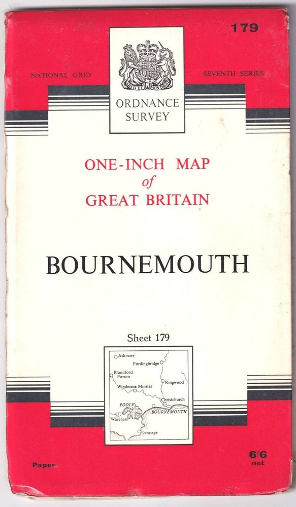 ORDNANCE SURVEY ONE INCH MAP: BOURNEMOUTH (Seventh Series)