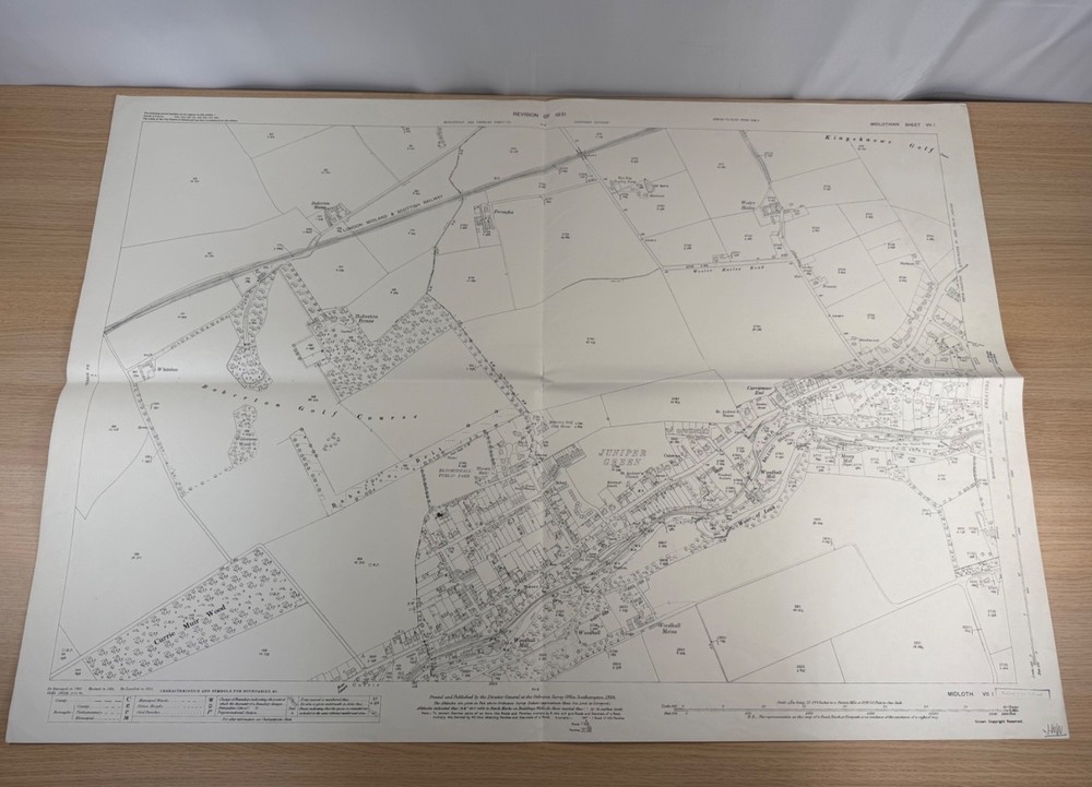 Ordnance Survey 25 Inch Map Juniper Green Baberton Edinburgh Midlothian 1934