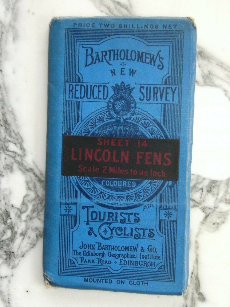 Vintage Batholomew’s Lincoln Fens Map c1920 Half Inch Sheet 14 old Grantham