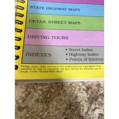 Vintage 1991 Thomas Bros Maps California Road Atlas & Driver’s Guide Bound