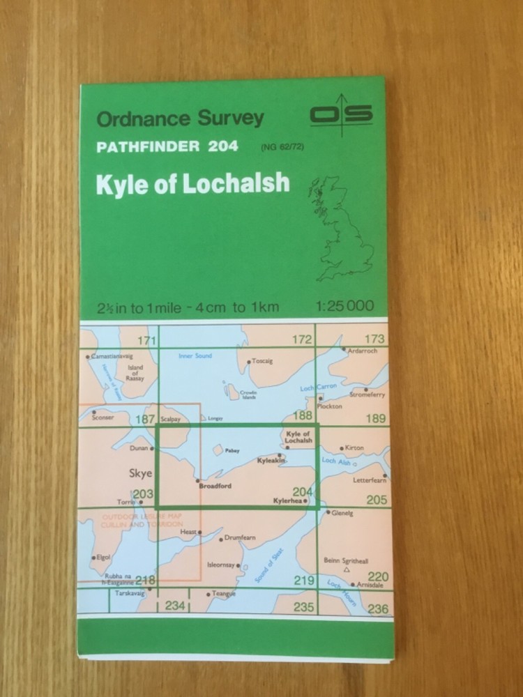1989 Ordnance Survey Pathfinder Map 204 NG 62/72 Kyle of Lochalsh (inc Broadford