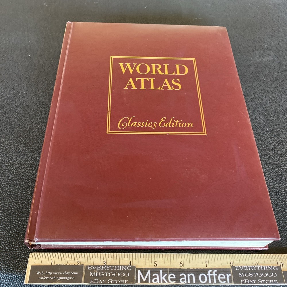 Vintage 1977 World Atlas Hammond Leather Bound Classics Edition Book Reference