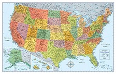 RAND MCNALLY SIGNATURE UNITED STATES WALL MAP – LAMINATED **BRAND NEW**
