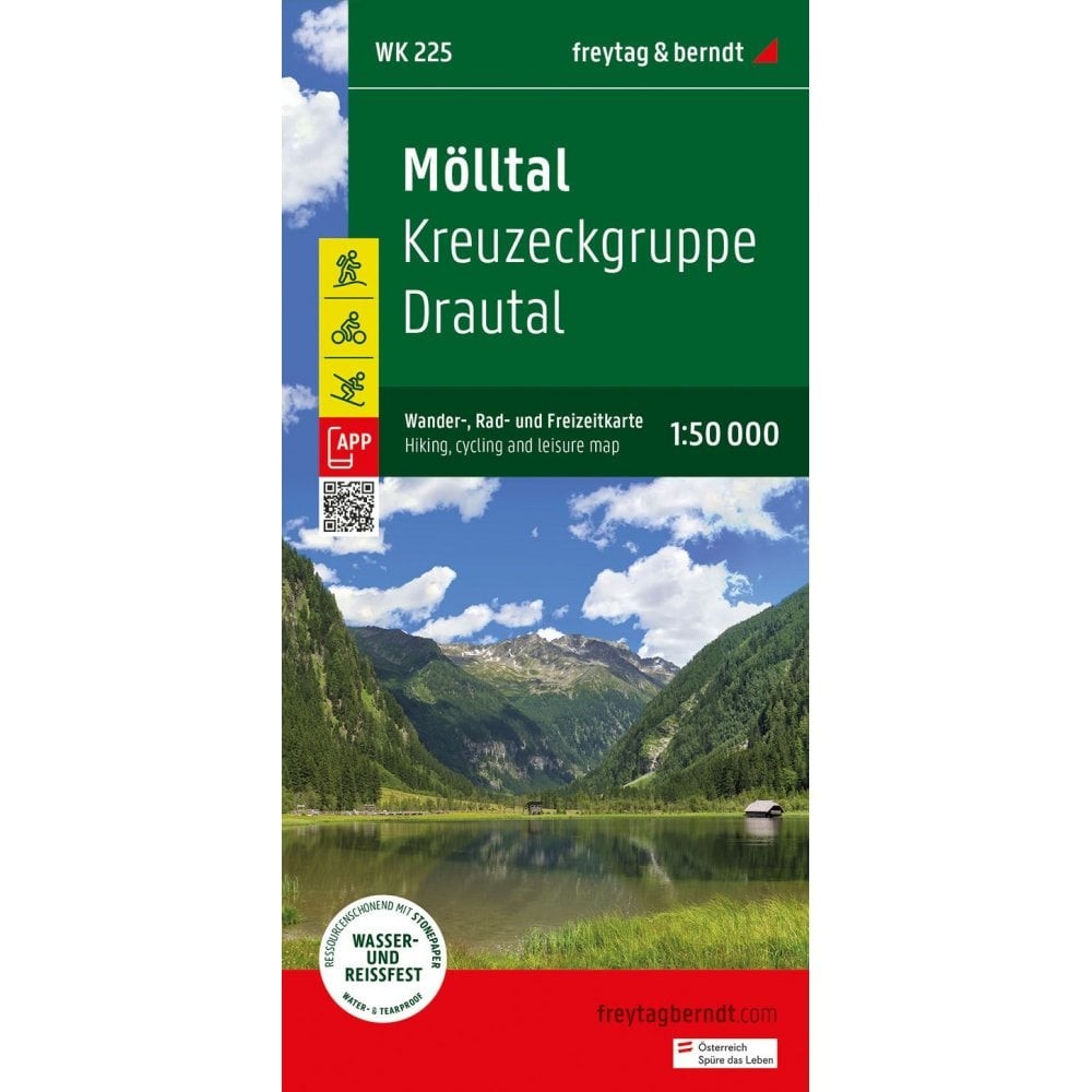 Austrial Mölltal Kreuzeckgruppe Drautal Map WK 225 hiking, cycling, skiing 1:50K