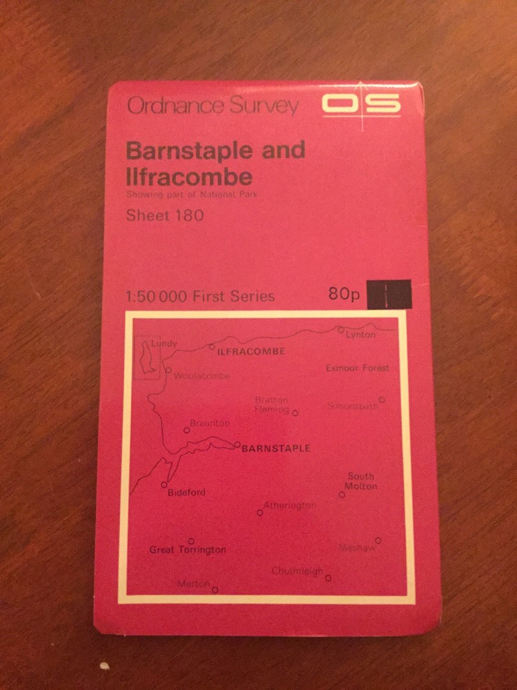 Barnstaple & Ilfracombe Ordnance Survey 1:50 000 First Series Landranger Map 180