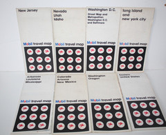 Vintage 1966s -1970’s Mobil Pocket Road Maps – 8 Maps