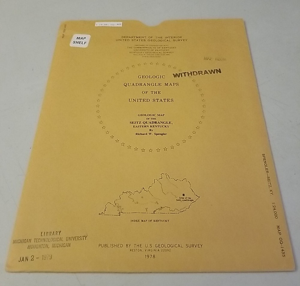 USGS Geologic Map of the Seitz Quadrangle, Eastern Kentucky w/Sleeve