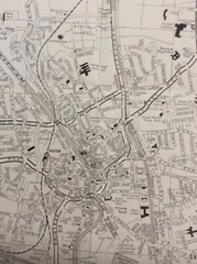 Boston Sleaford Leasingham fold out street map Black /White