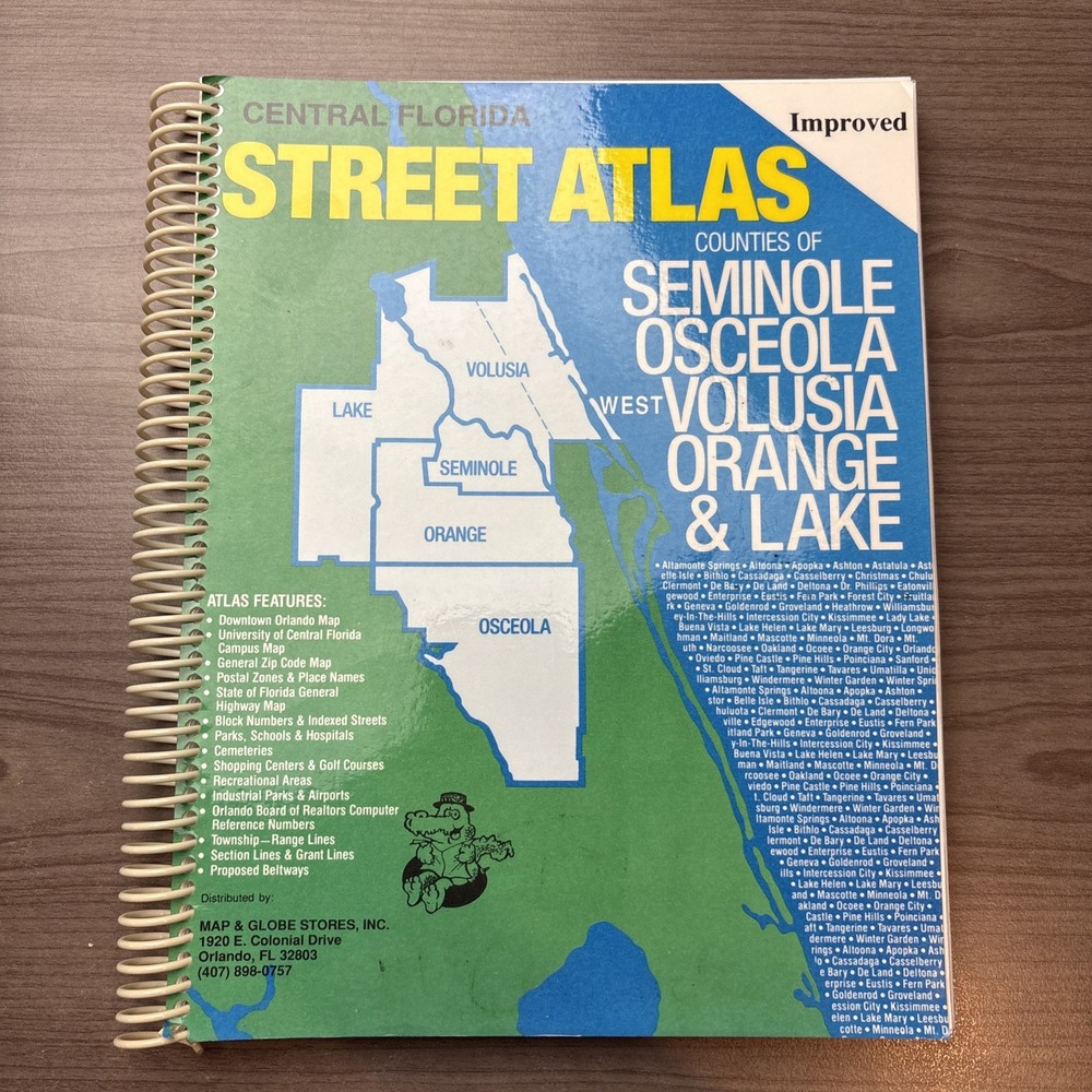 Central Florida Street Atlas Counties Of Seminole Osceola West Volusia Orange &