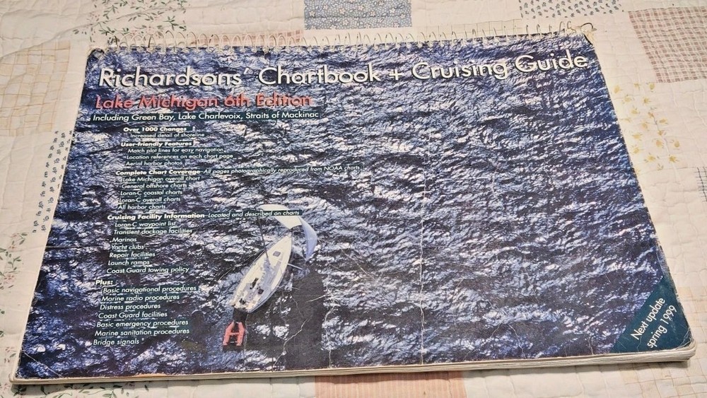 Lake Michigan 6ht Edition Richardsons Chartbook boat Cruising Guide Map Book Vtg