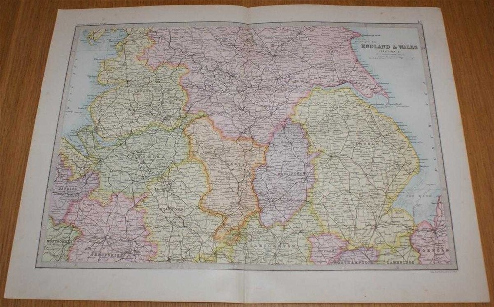 Map: 1890 Cheshire, Lincolnshire, Derbyshire, etc. from Library Reference Atlas