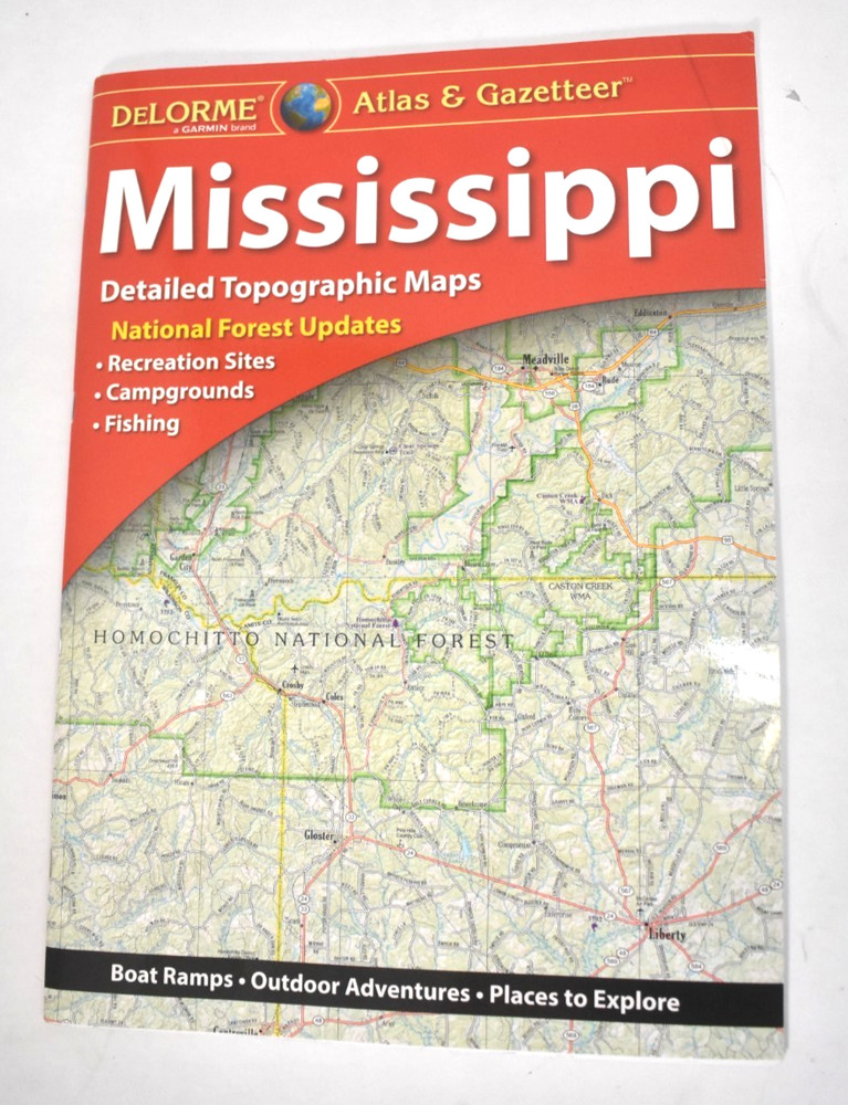 DeLorme Atlas & Gazetteer Detailed Topographic Maps Booklet Mississippi 11×15.5″