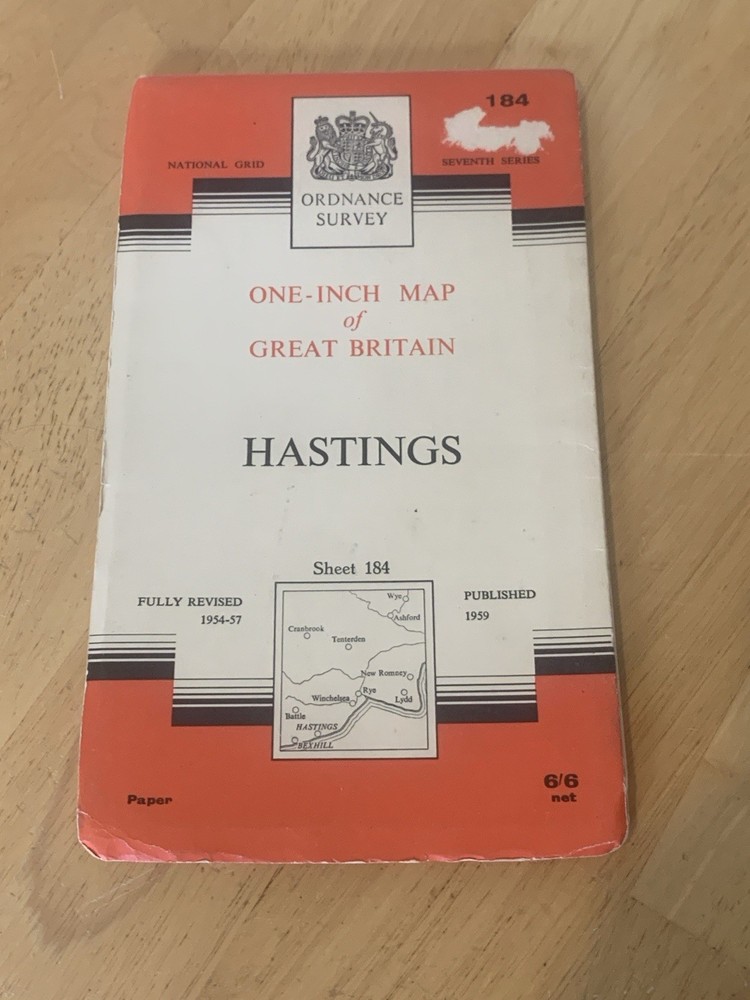 Ordnance Survey Hastings Sheet 184 One Inch Map 1959 Seventh Series