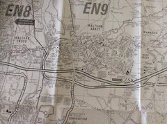 Cheshunt Waltham X Waltham Abbey street map fold out Black and White low cost