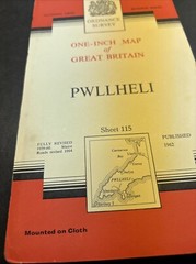 Vintage Ordnance Survey Map 7th series One Inch Cloth Mounted Pwllheli 1964