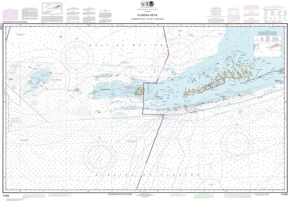 Florida Keys Sombrero Key to Dry Tortugas | Waterproof NOAA Chart 11434