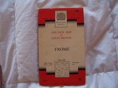 Vintage Ordnance Survey One Inch Cloth Map of Frome, no 166, 1963