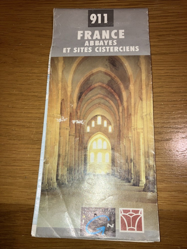 Vintage IGN Institut Geographique National Abbayes & Sites Map Sheet 911 1995