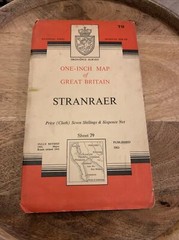 STRANRAER Ordnance Survey CLOTH One Inch Map Sheet 80 1963 Loch Ryan Luce Bay