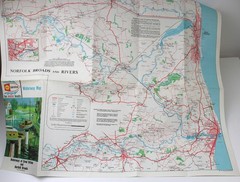 SHELL Service Waterway Map for Motor Boats Norfolk Broads 1963 Rivers Canals