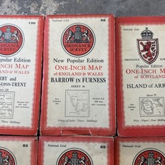 Job Lot Of 9 Vintage OS Maps One Inch maps, immediate despach