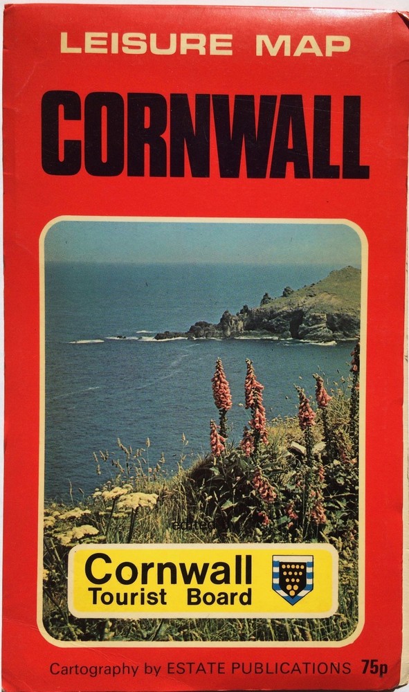 Vintage Road Map Cornwall Index and Several Town Maps VGC