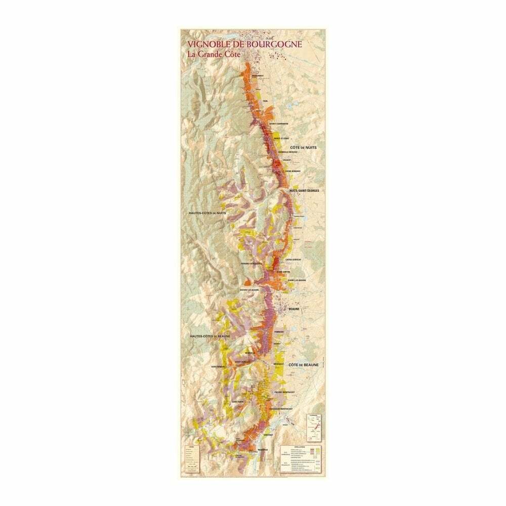Bourgogne Vineyards – La Grande Côte wall / poster map