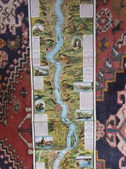Vintage Relief Panorama of the Rhine Hoursch & Beehstedt Coloured Fold Out Map