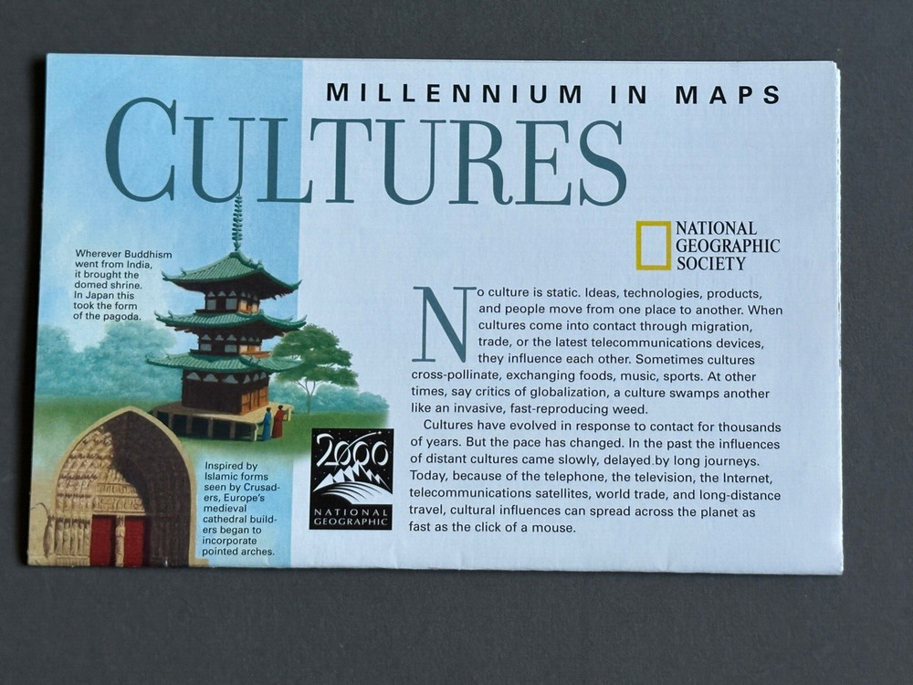 Millennium in Maps, Cultures, National Geographic, Map & Poster, 1999