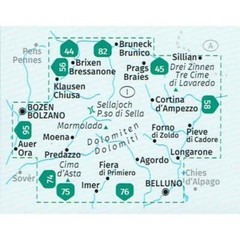 Italy Dolomites Alps Kompass 672 4 map set: walking hiking cycling skiing 1:35K