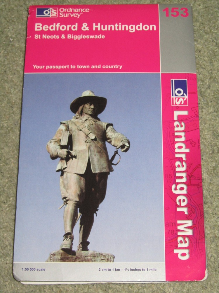 OS Ordnance Survey Landranger Map Sheet 153 Bedford & Huntingdon – 2009 edition