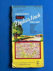 Vintage Johnston’s Paper Map, Sheet 16, Birmingham Area