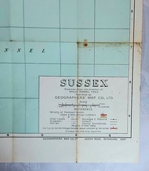 Vintage 1960’s Geographica Road Map Sussex & A-Z Croyden, Purley, Sutton 2001