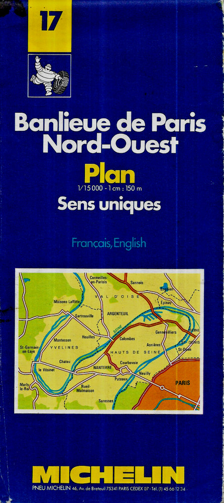 Michelin 17Banlieue de PARIS Nord-Ouest folding map