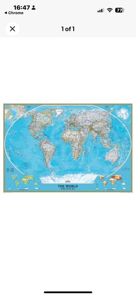 National Geographic World Political Map Wallpaper In 3 Pieces. 1/2 Standard Wall
