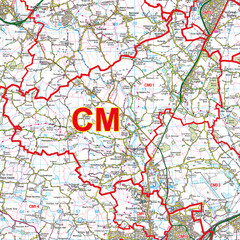 (G68) Map of Chelmsford CM Postcode Sectors, Poster of Chelmsford Postcodes